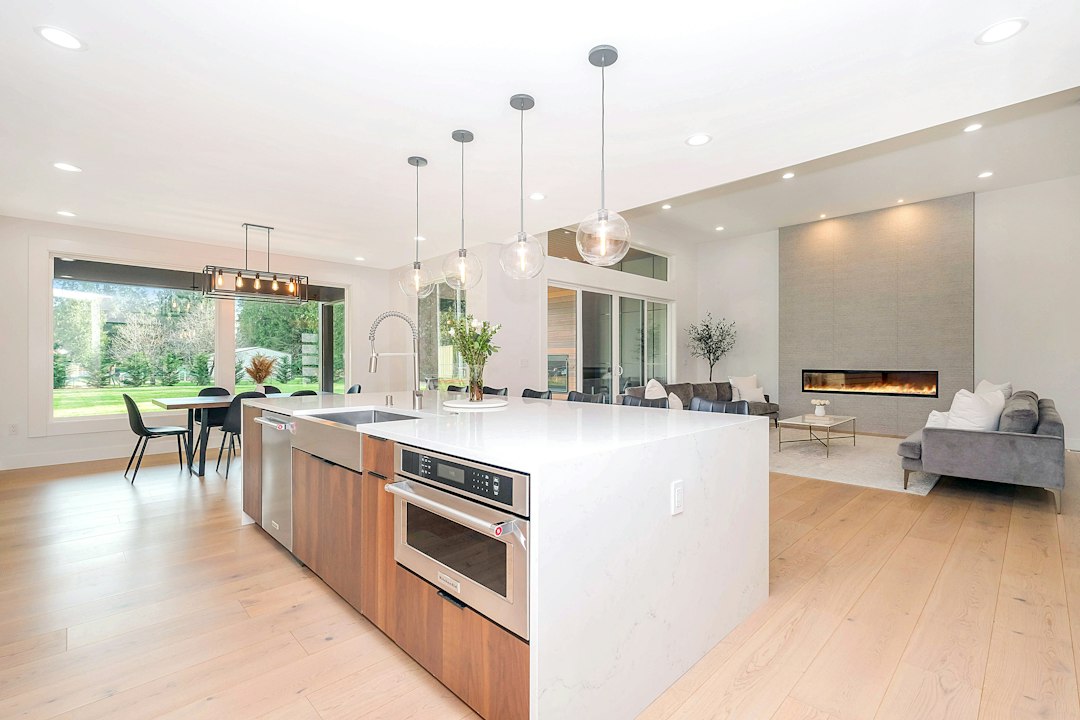 Chef Kitchen with Quartz Waterfall Island