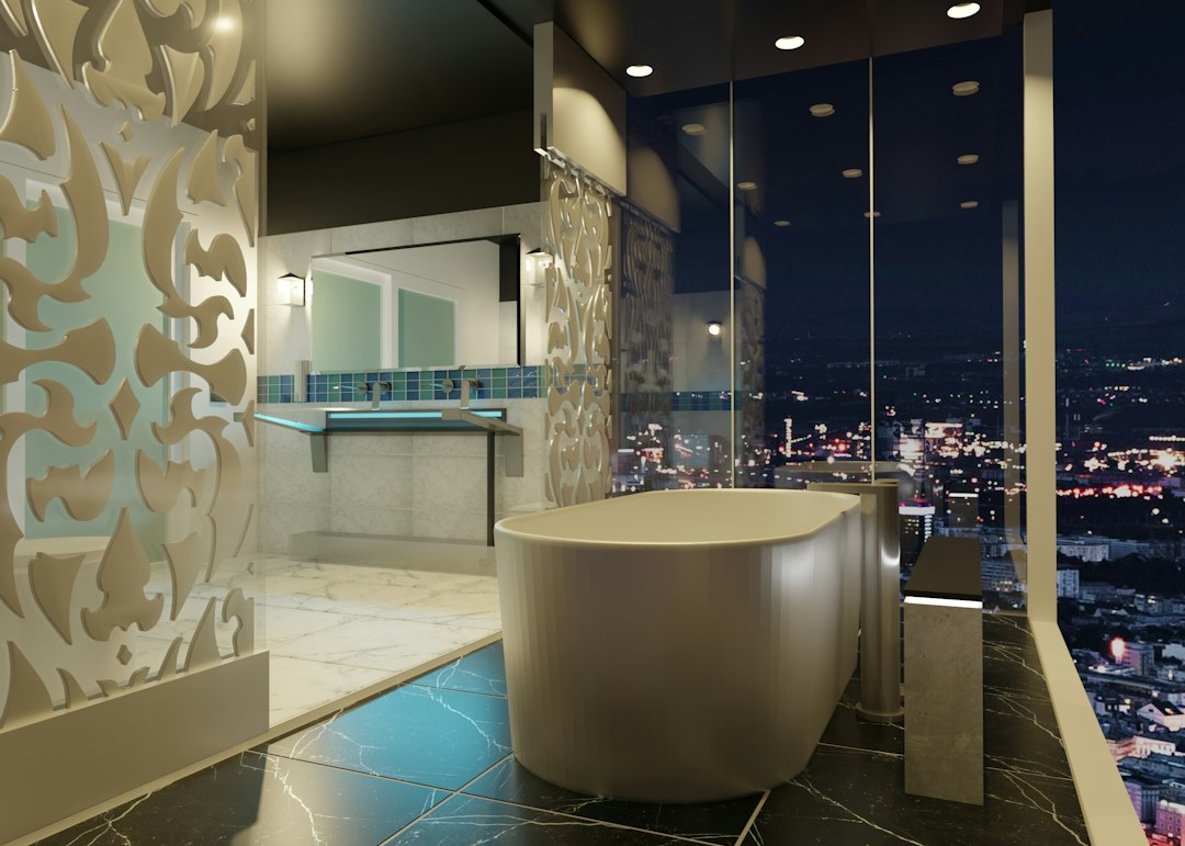 Deep Soaking Tub with Garden View